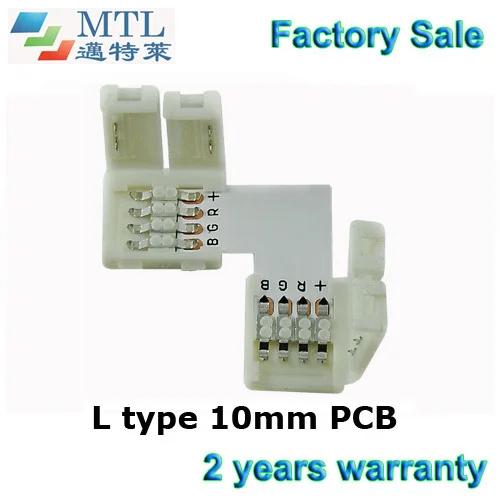 Светодиодные полосы Тип разъема угловой адаптер l, 50 шт./лот, 10 мм PCB 4 Pin для RGB LED Газа, с фабрики