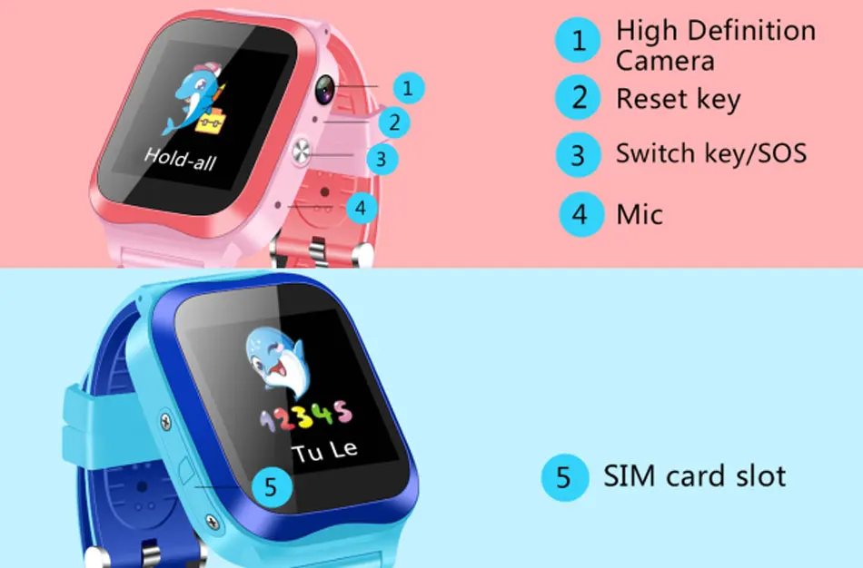 SALFRESA Children Smart Watch V88 IP67 Waterproof 450mAH Long Standby Child Tracking Security SOS Smart Bracelet For Kids Remote-21