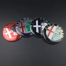 Adesivo emblema para isca, 2 peças, 74mm, colorido, para alfa, romeo, cruz vermelha, etiquetas de emblema para giulietta spider mito 147 156 159
