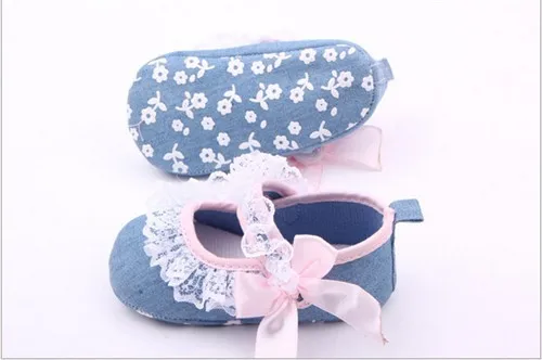 Милая Кружевная детская обувь первые ходоки новорожденных противоскользящие мягкая подошва младенцев девочек принцесса обувь