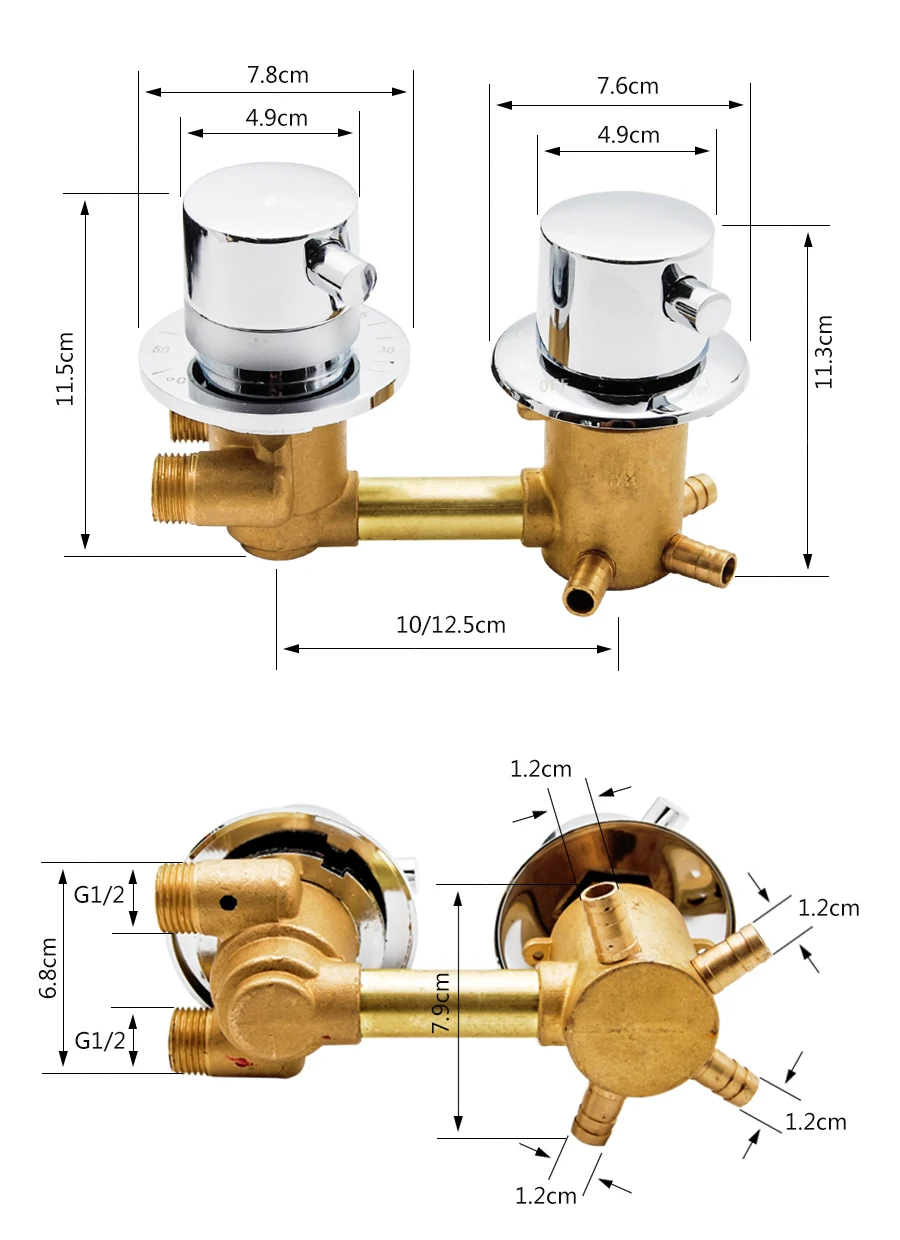 Термостатический смеситель для душа 2/3/4 канальный выход 10 см 12,5 см интубации латунь смесительный клапан крана Температура смеситель Управление Ванная комната