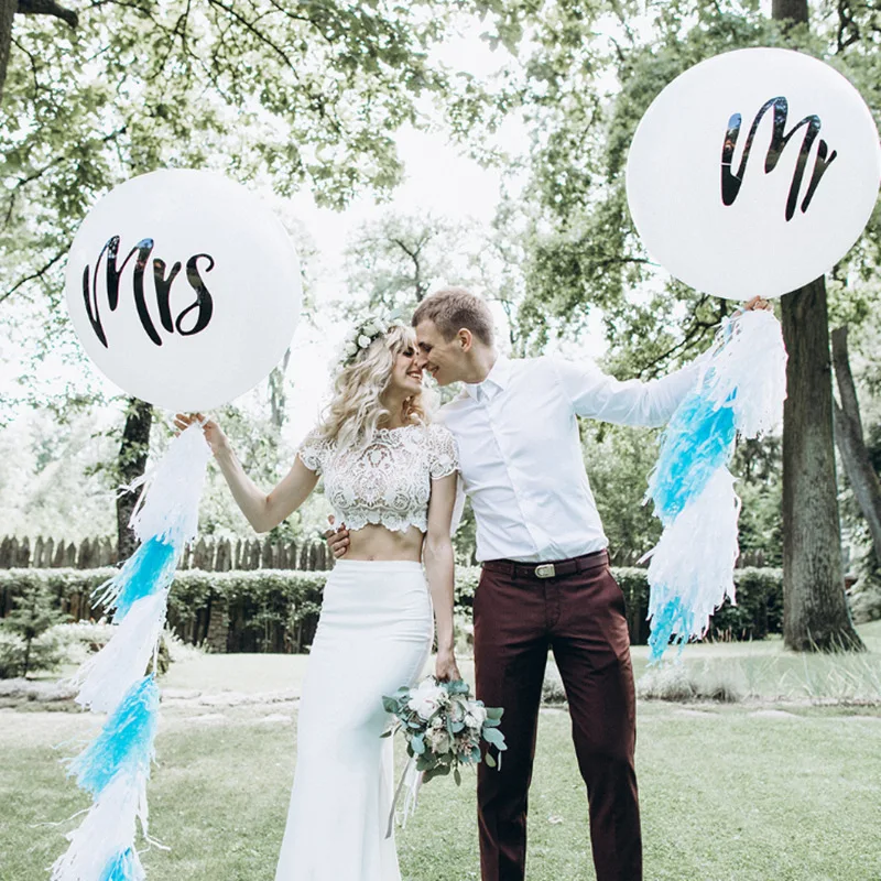 

2pcs Large Size Latex Balloon 36 inch Mr Mrs Wedding Decoration for Weddings White Ballons Party Supplies Baloon