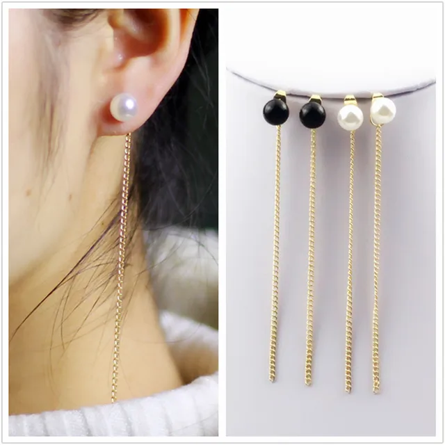 Long Imitation Pearl Earring Tassel Line Pendant Erring Women Chain Earring Hand Long Imitation Pearl Earring Tassel Line Pendant Erring Women Chain Earring Hand