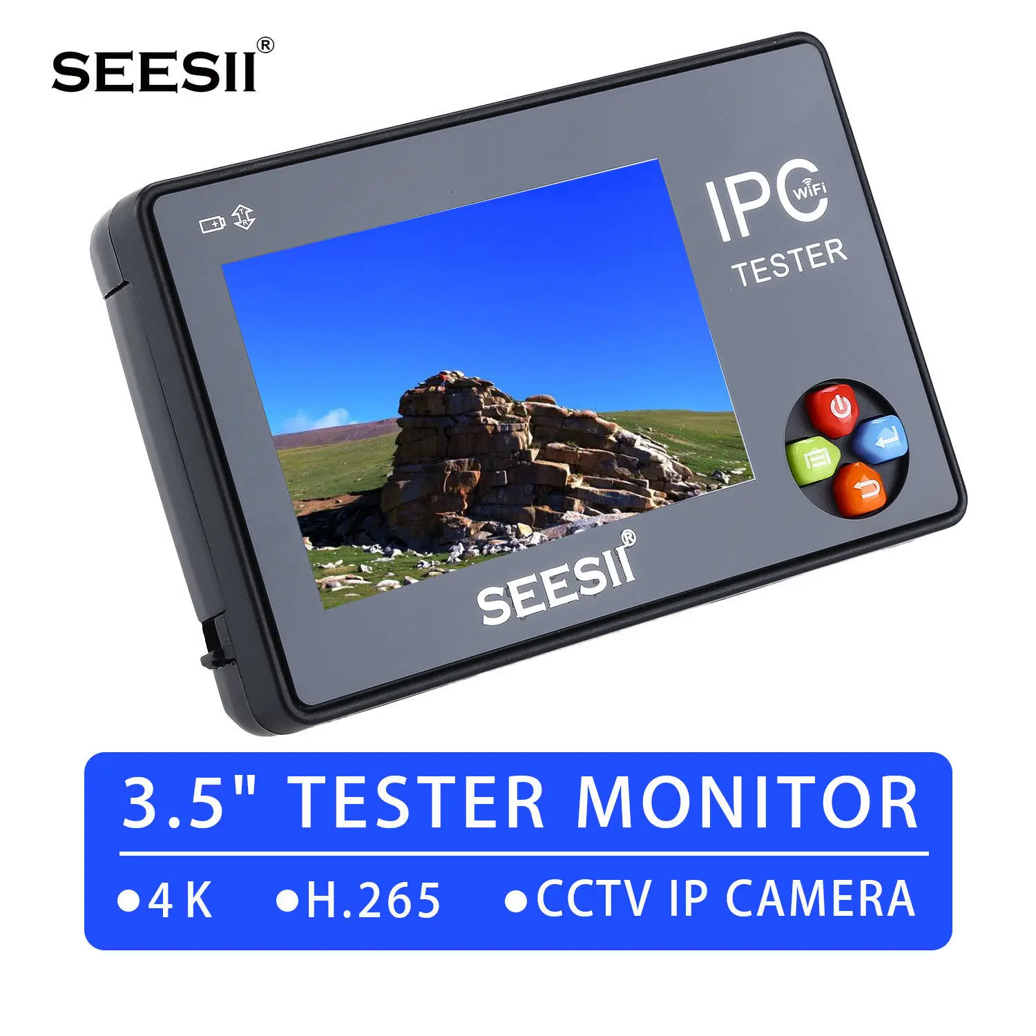 

SEESII 3.5inch 4K CCTV IP Camera Tester Monitor Analog CVBS ONVIF H.265 Test PTZ BNC NTSC/P Control Wifi Touch Screen Audio