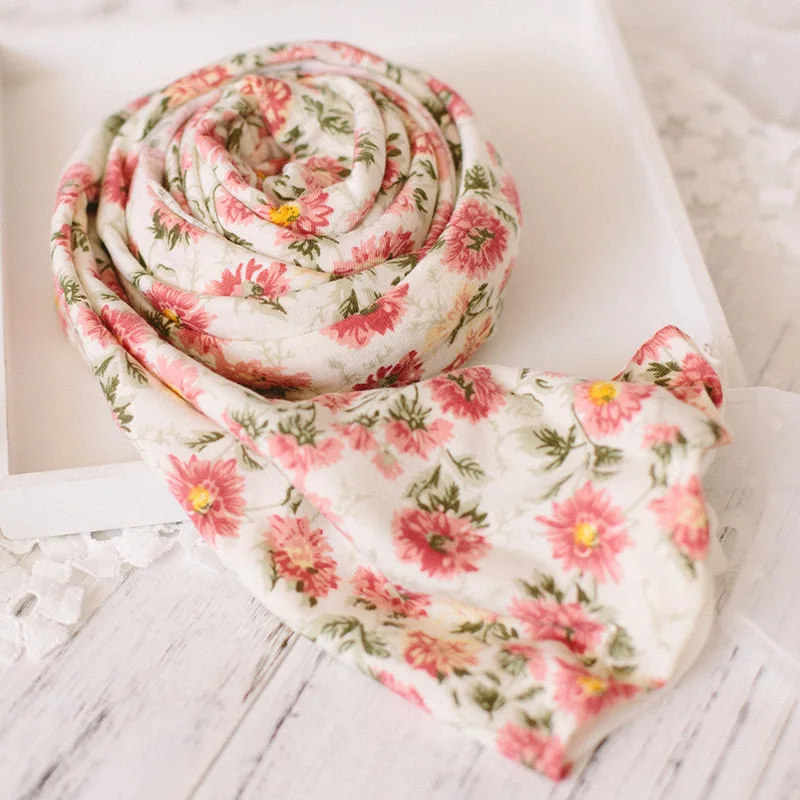 Newborn photography props baby wrapped cloth blanket elastic forest flower wrap cloth for baby photo