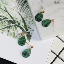 2017 free shipping fashion women New Jewelry wholesale Minimalist design green shell temperament earrings