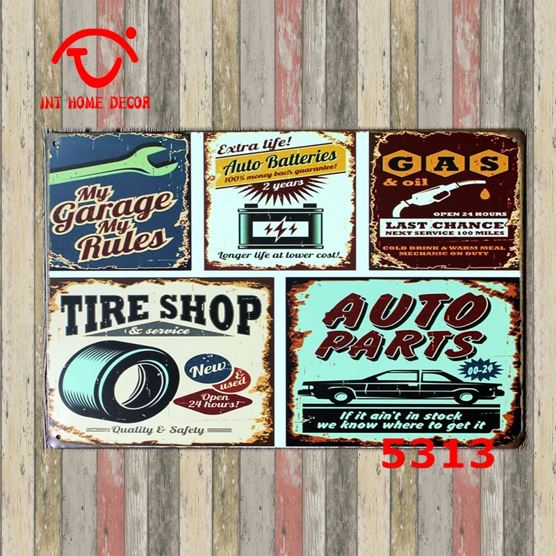 Garage Wall Poster Signs Tire Sign Vintage Metal Wall Poster Garage Signs Tire