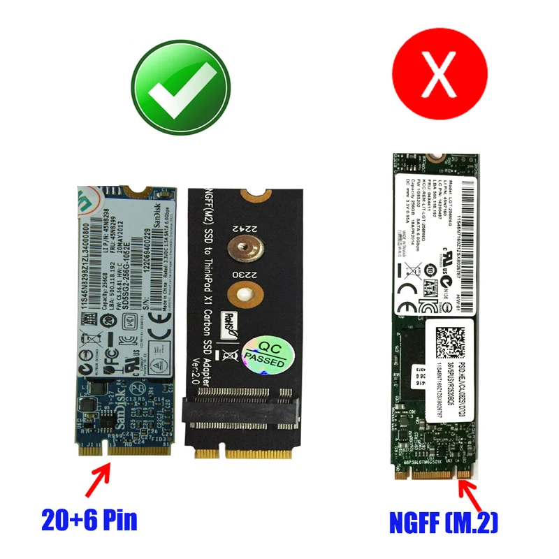 M.2 NGFF SATA-автобус ключ B SSD адаптер для жесткого диска Райзер 20+ 6 Pin конвертер SSD карты для lenovo Thinkpad X1 углерода Поддержка 2230 2242 M.2