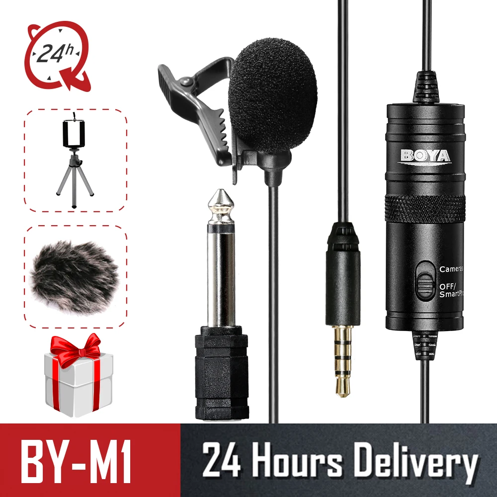 

BOYA BY-M1 Omnidirectional Lavalier Condenser Recording Microphone For Canon Nikon Sony IPhone 8 8 Plus 7 7 Plus DSLR Camcorder