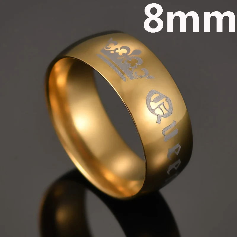 ELSEMODE, 1 шт., титан, Винтаж, король, королева, сделай сам, выгравировано, кольцо для пары, романтическое, обручальное, обручальное, кольца для мужчин, женщин, ювелирное изделие - Цвет основного камня: 8mm Queen