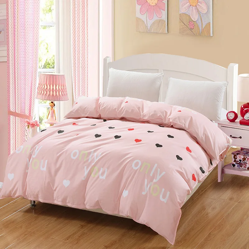 

Simple style print cartoon love pattern duvet cover bedding pink red black double wedding gift 100% Cotton twin/queen/king size