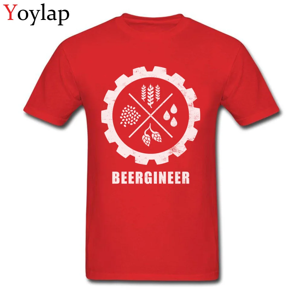 Funny Unique T-shirts Crewneck Cotton Fabric Beergineer Gear T-Shirt Student Tops Tees Short Sleeve Summer Autumn Unique Tee-Shirt red
