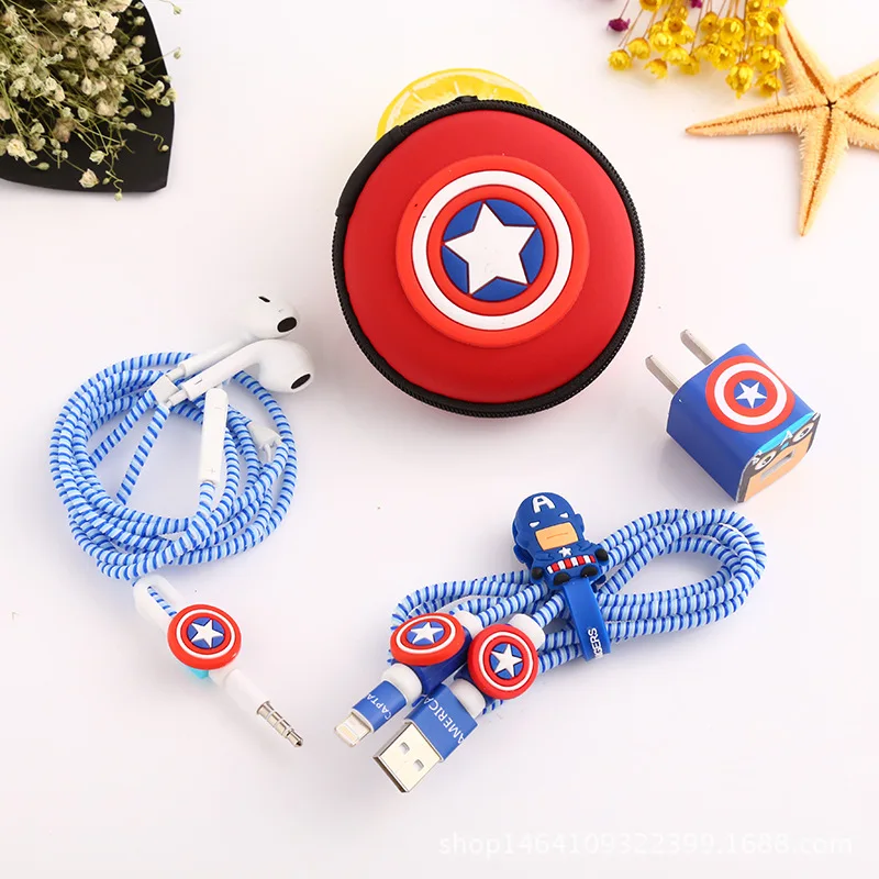 10 шт./лот милый мультфильм USB кабель наушников протектор набор с кабель Стикеры для намотки шнур спираль протектор для iPhone 5 6 6S 7 plus