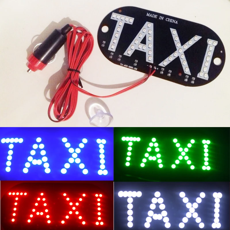 

14mm x 7mm Taxi Led Car Windscreen Cab indicator Lamp Sign Blue Green Red White LED Windshield Taxi Light Lamp 12V