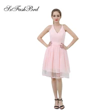 

Robe Longue V Neck Lace Back A Line Chiffon Short Formal Elegant Dresses for Women Evening Party Prom Dress Vestido De Festa