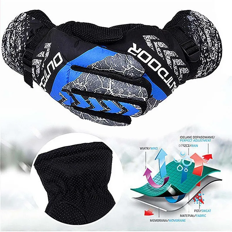 Ветрозащитные лыжные перчатки для велоспорта, спорта на открытом воздухе, альпинистские перчатки, теплые зимние перчатки, Нескользящие варежки, полный палец, противоскользящие, термальные# 2n
