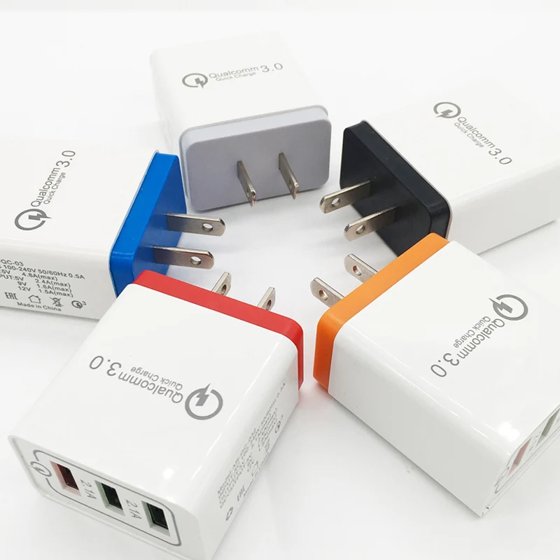 Quick Charger Adapter 3 USB Port QC3.0 Charging Plug Block 2.1A/25W for Travel EU/US JLRL88 | Электроника