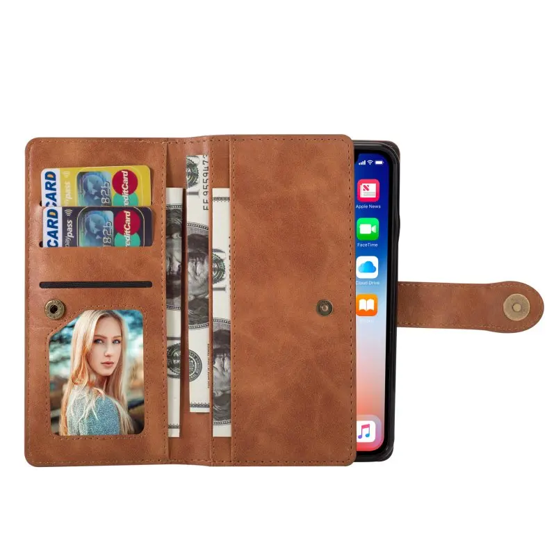 Wallet Case for iPhone XS Case Leather Vintage Flip Cover for iPhone 6 6s 7 8 Plus X XR XS Max Cases Card Holder Multi Function (15)