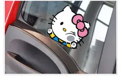 Украшение автомобиля Забавный рисунок «Hello Kitty» хит Стекло милые Наклейки для автомобиля и наклейки для Chevrolet Cruze Ford Focus Volkswagen Skoda Kia