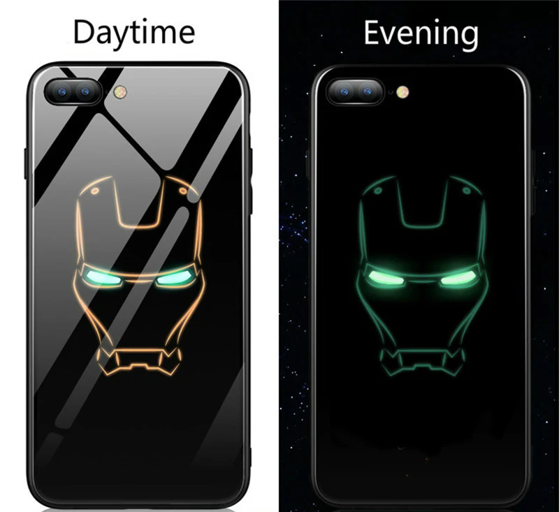 Coque Marvel Мстители Бэтмен Черная пантера Железный человек чехол в виде светящегося стекла для iphone 11 5 5S Se 6S 7 8 Plus X Xs Xr Max задняя крышка