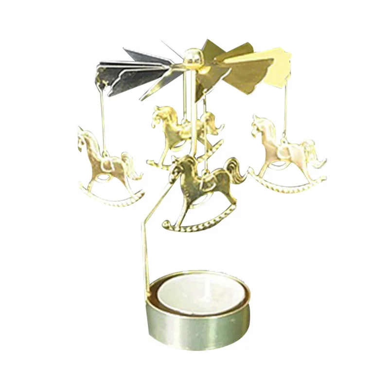 Горячая вращающаяся, крутящаяся металлическая карусель, держатель свечей, подставка, рождественский подарок, вращающийся металлический домашний декоративный подсвечник 30S28 - Цвет: L candle holder