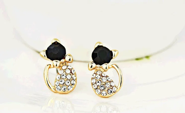 

2018 New Hot Fashion Fine Jewelry Colrhinestone For Cat Cute Sweet Dazzling Bow Stud Earrings For Women Wholesales Accesories