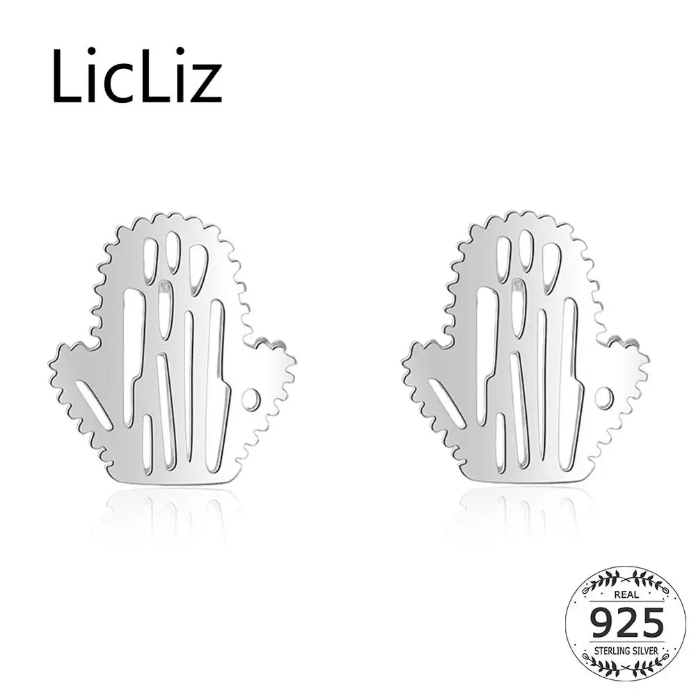 Женские серьги-гвоздики LicLiz модные кактус из стерлингового серебра 925 пробы