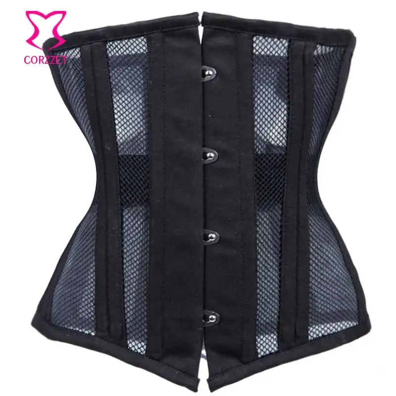 

Black Fishnet 22 Steel Boned Underbust Corset Plus Size 6XL Corsets and Bustiers Sexy Gothic Clothing Korsett For Women Corselet