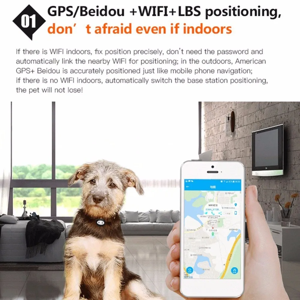  GPS/WIFI/£ Haustiere Locator Tracker Finder Mini Tracking Gerät IP68 Wasserdichte Fütterung Erinner