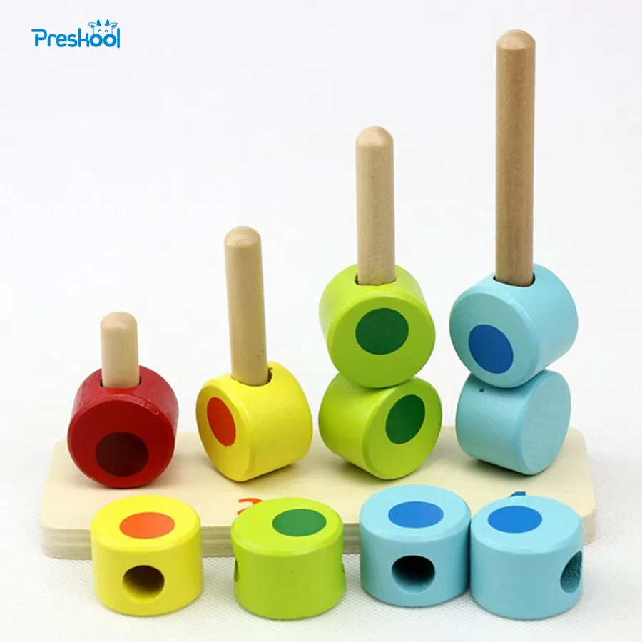 Wooden Counting Stacker Baby font b Toy b font Teaching Aids Preschool Training