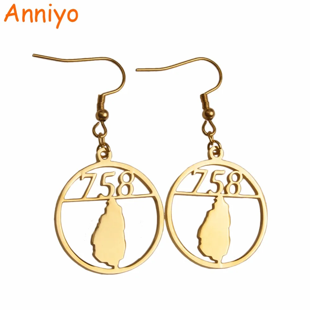 

Anniyo Gold Color 758 Saint Lucia Map Earrings for Girls/Women Fashion st lucia Maps Jewelry Gift #028721