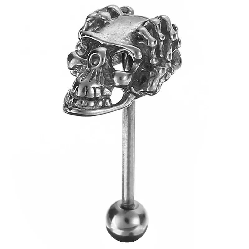 

Fashion Special Barbell Stainless Steel Gem Punk Skull Tongue Ring Piercing Body Jewelry