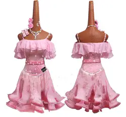 Блестящие стразы костюмы для латинских танцев платья женщин для S-XL Сексуальная Сальса бахрома юбка вечернее платье