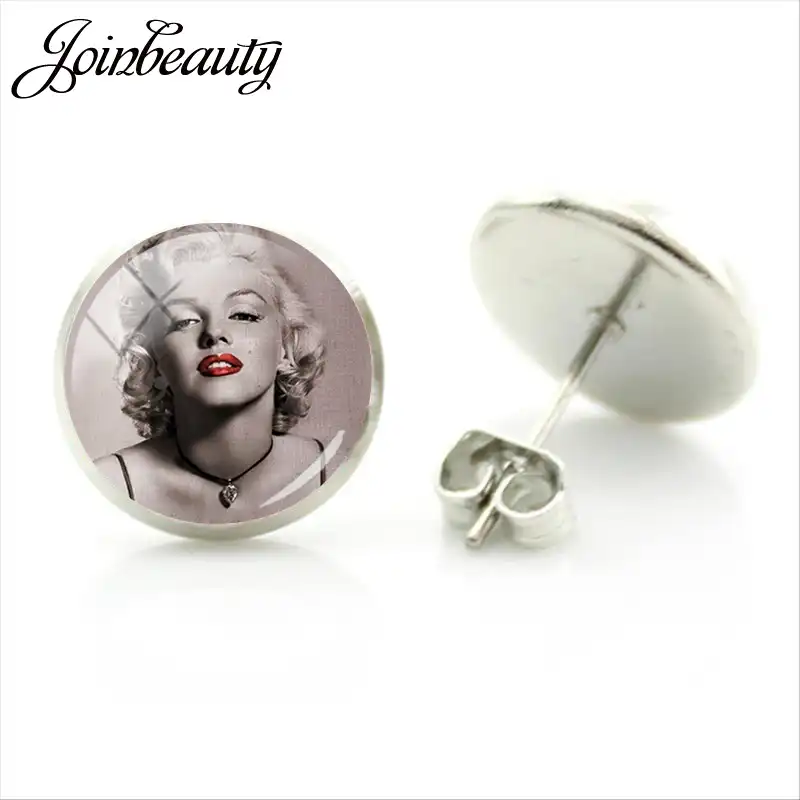 Joinbeauty映画スタースタッドピアスカボションマリリン モンローオードリー ヘップバーンエルヴィス女性イヤリングロジウムメッキjewlery A6 Stud Earrings Star Stud Earringswomen Earrings Aliexpress