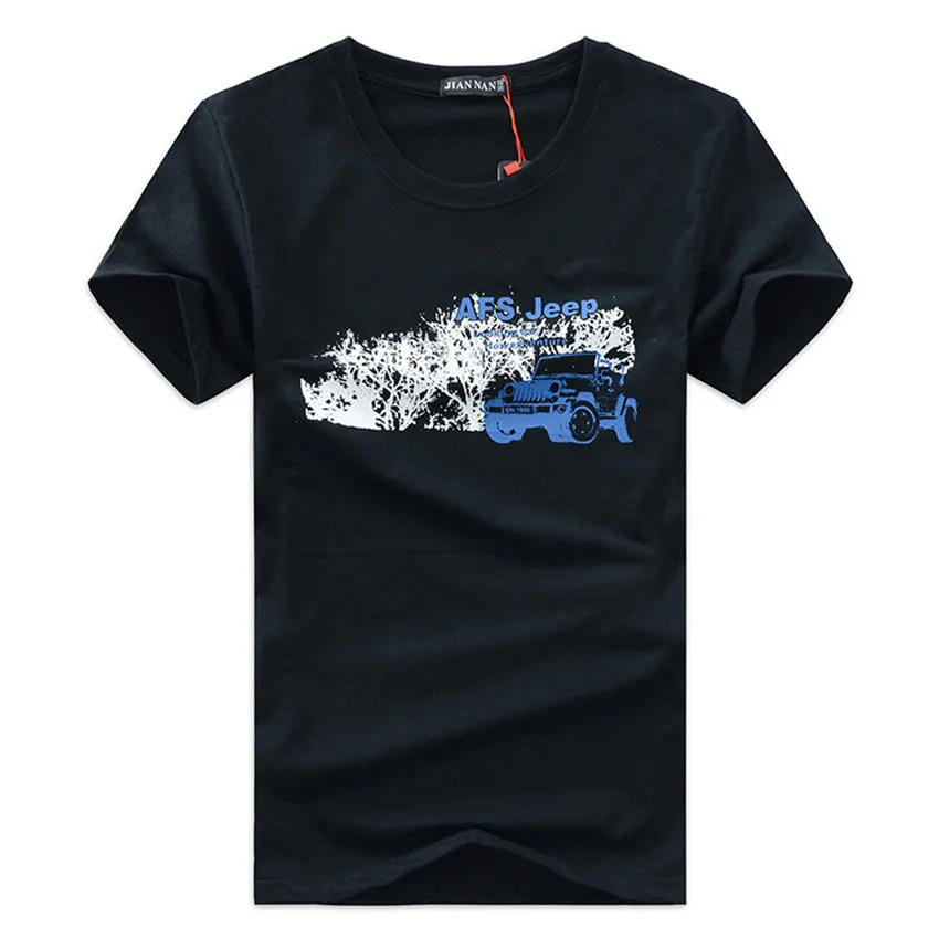 AFS JEEP Brand Clothing Men Summer Dress Solid Color Tops Tee Short Sleeve T shirt for Men 12in