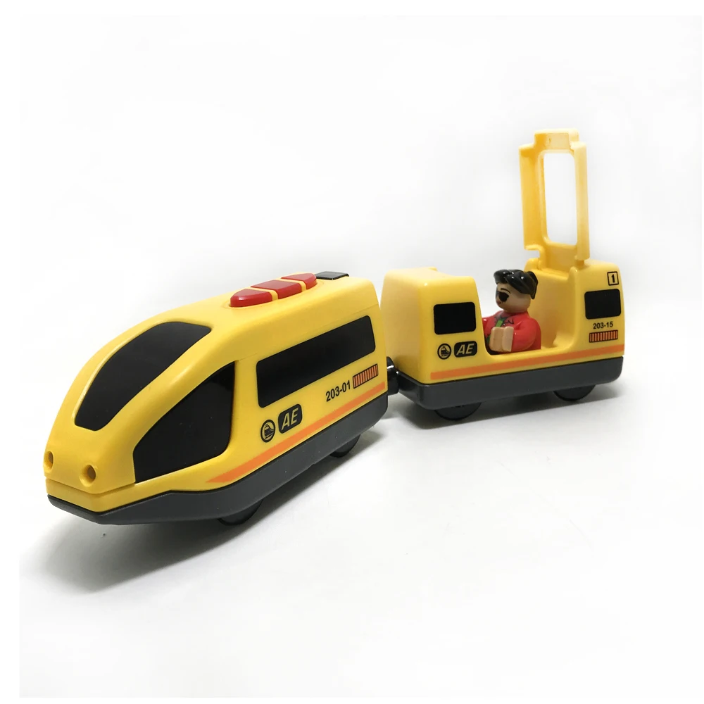 Elétrico com Controle Brinquedo para Crianças com Trilho Elétrico de Madeira com Controle Compatível com Briado Vermelho e Branco Trem Remoto 11 Carrinhos de brinquedo e de metal