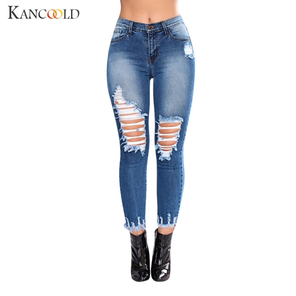 KANCOOLD Джинсы женские модные джинсовые рваные женские джинсы Высокая талия стрейч женское платье брюки джинсы женские 2018Oct24