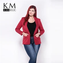 Kissmilk Plus Size New Fashion Women Turtle Neck Pocket Slim Big Size Casual Small Suit Coat 3XL 4XL 5XL 6XL