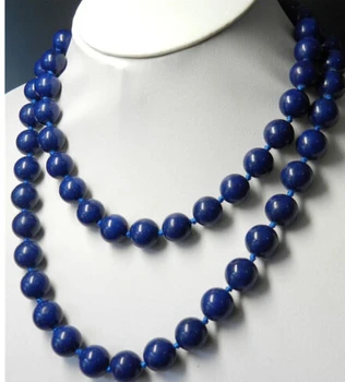 

Women Gift word Love real long 48" 10mm Egyptian Lapis Lazuli Round Beads Fashion necklace