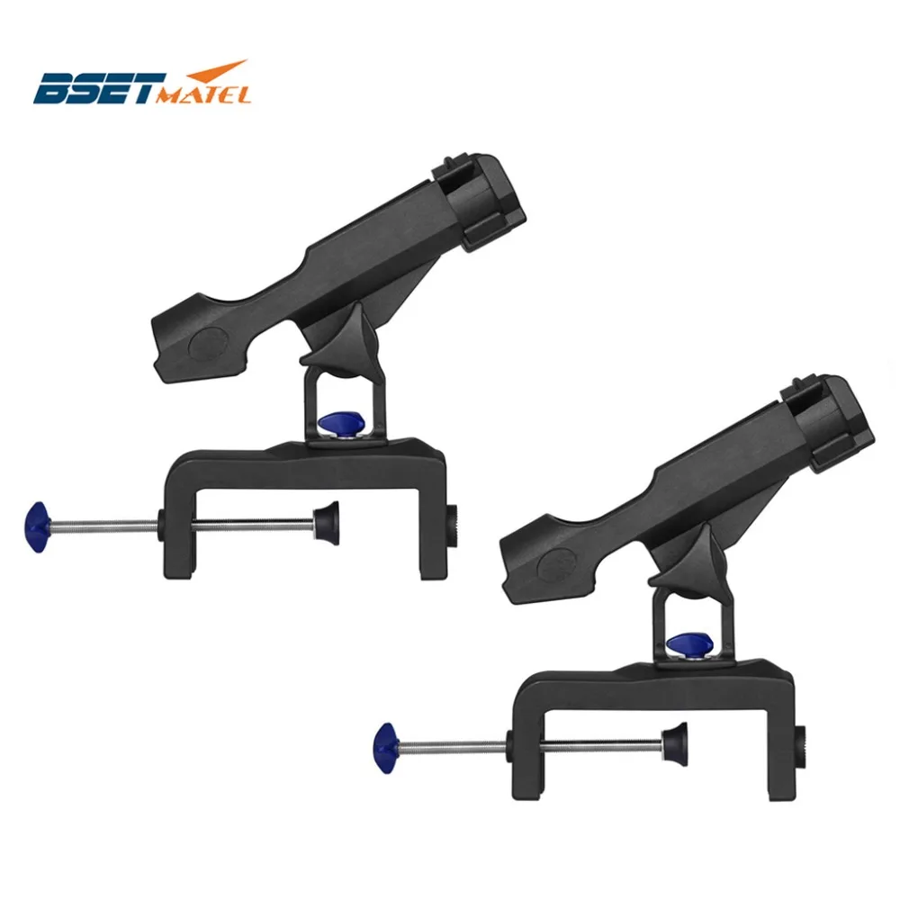 

BSET MATEL 2 pieces 360 degree adjustable Fishing Rod Holders clamp on Removable Kayak Boat Support Pole stand Bracket