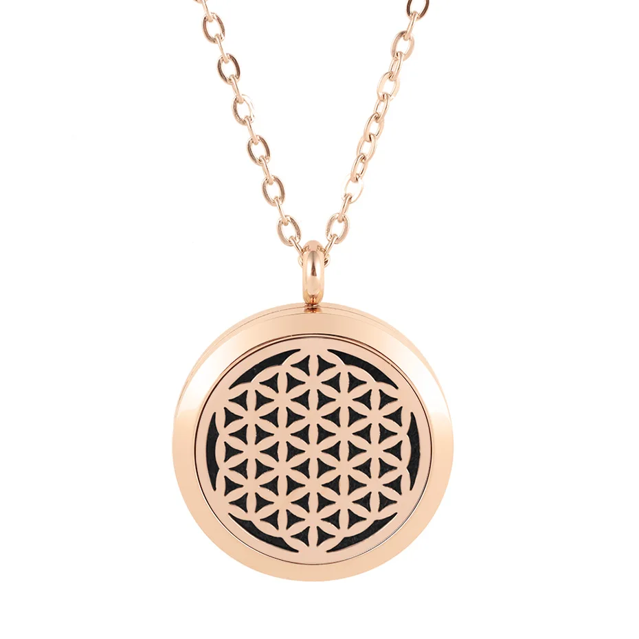flower of life diffuser necklace silver gold rose gold 20mm 25mm 30mm locket jewelry (3)