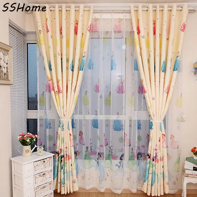 Children Cartoon window custom bedroom curtains Snow White Princess