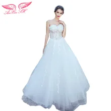 AnXin SH Lace white flower wedding dress sweet Princess Bride beading flower wedding Dress winter lace wedding dress 1917