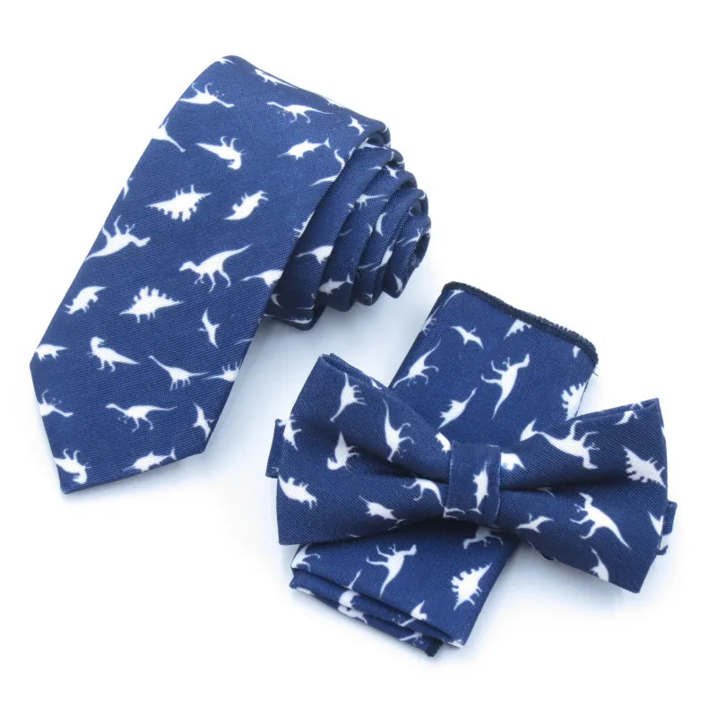 

Dinosaur Designer Men Bow Tie Set Pocket Square Handkerchief Mens Butterfly Bow Tie Skinny Ties Set Lots Slim Necktie For Man