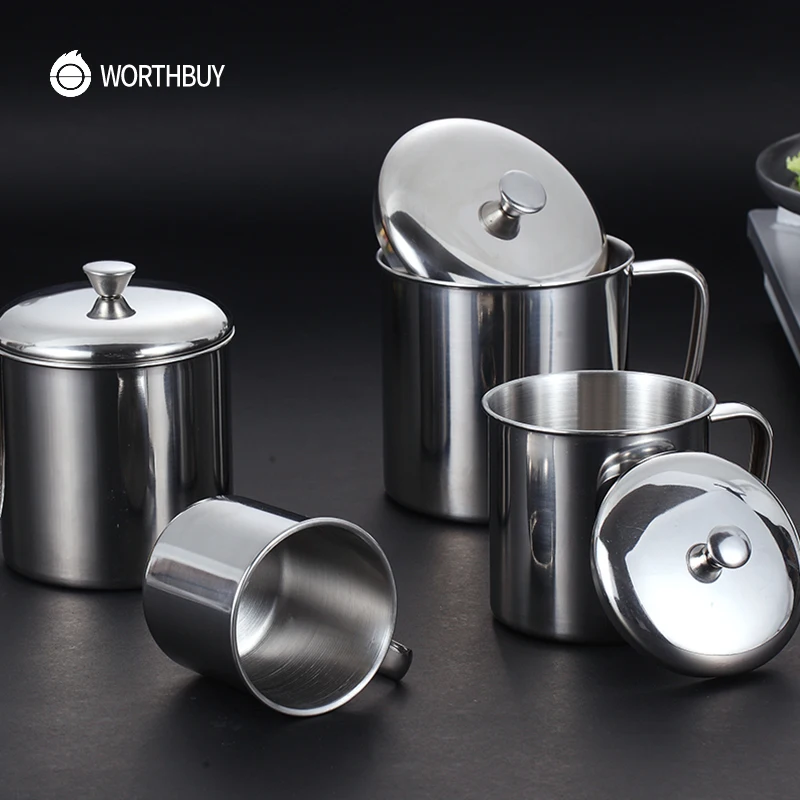 WORTHBUY 304 кофейная кружка из нержавеющей стали с ручкой крышки кухонная посуда для