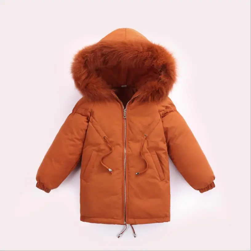 

High quality whiter duck down jackets girl and boys real fur collar zipper thicker down coats children overcoats ws16 dropship