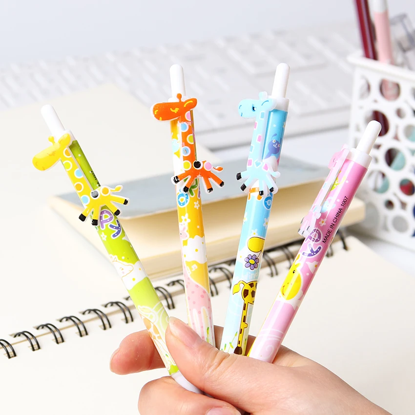 Kawaii мультяшная шариковая ручка, милые Креативные канцелярские принадлежности, школьные офисные принадлежности, шариковая ручка с жирафом для студентов, письма