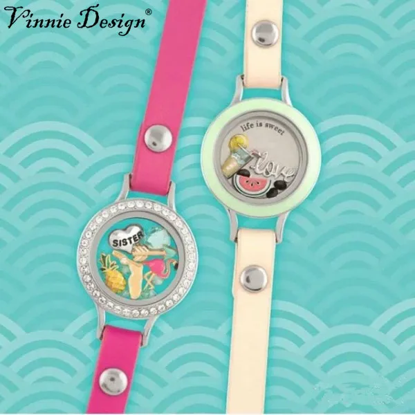 

Vinnie Design Jewelry 35cm Leather Wrap Bracelet with 25mm Enamel Twist Locket 5pcs/lot Lockets Bracelets Spring Collection