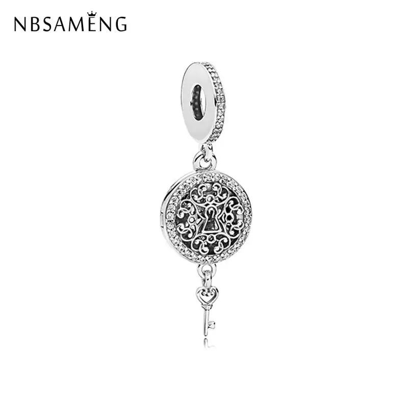 New Free Shipping Silver Plated Bead Alloy Regal Love Key Dangle Charm Fit Original Bracelet Necklace DIY Women Jewelry | Украшения и