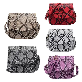 

Snake Print Shoulder Messenger Handbags Women Leather Flap Crossbody Bags